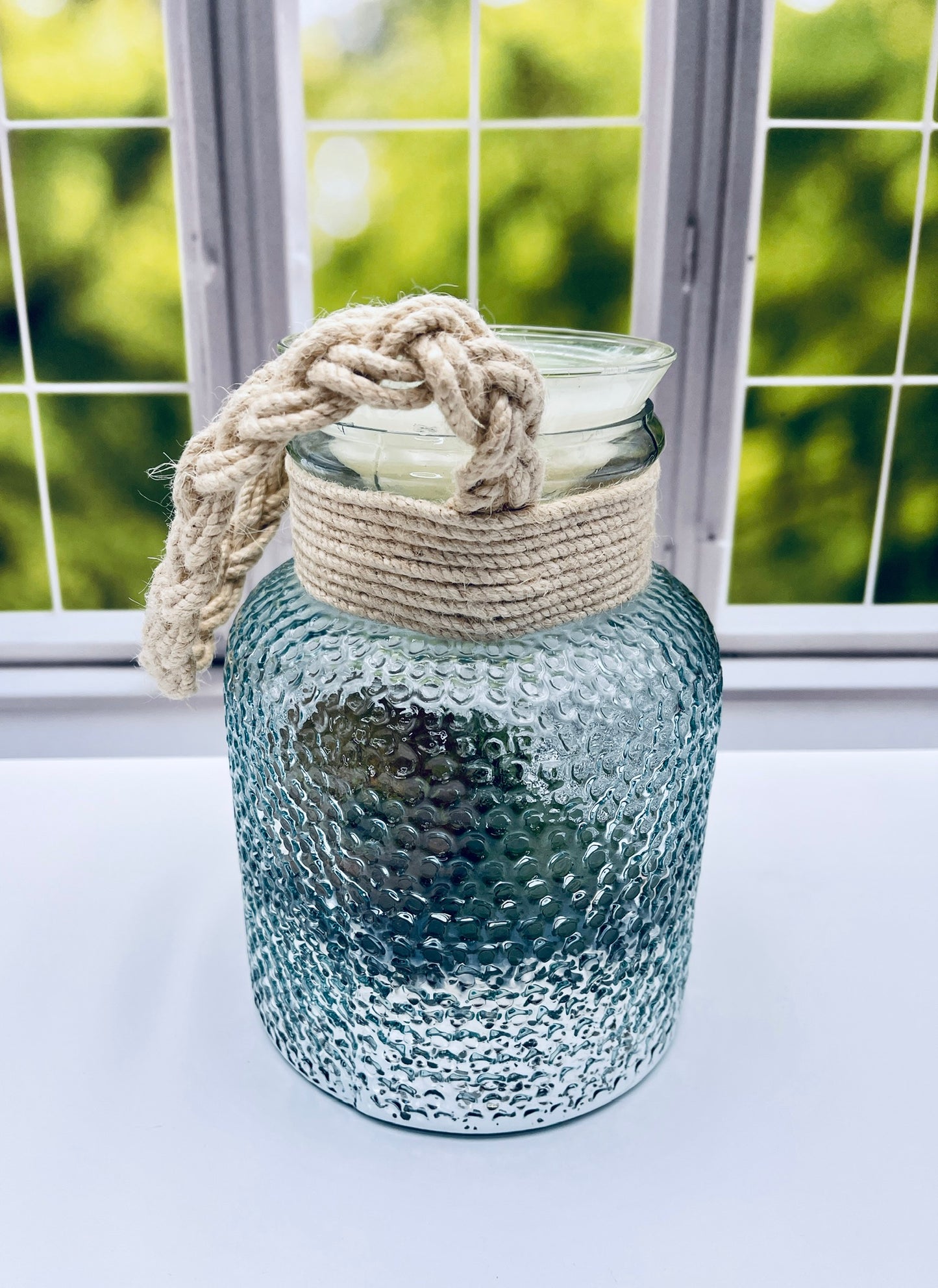 Glass Lantern with Green Decorative Balls