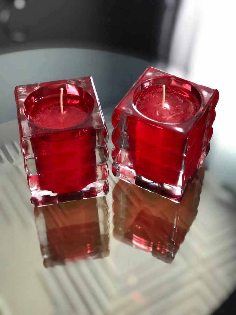 Red Block Glass Candle