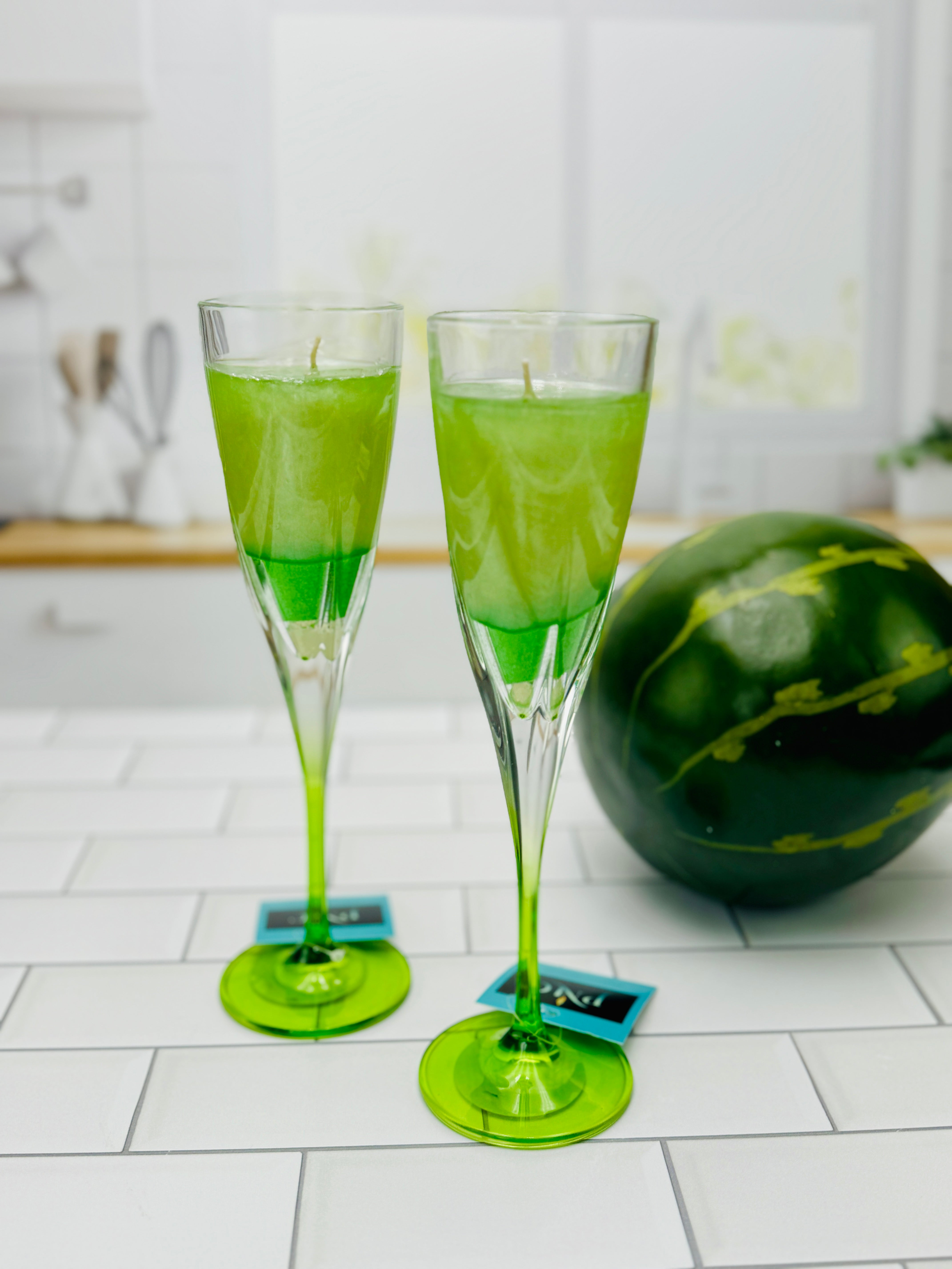 Cucumber Melon Champagne Glass Candle