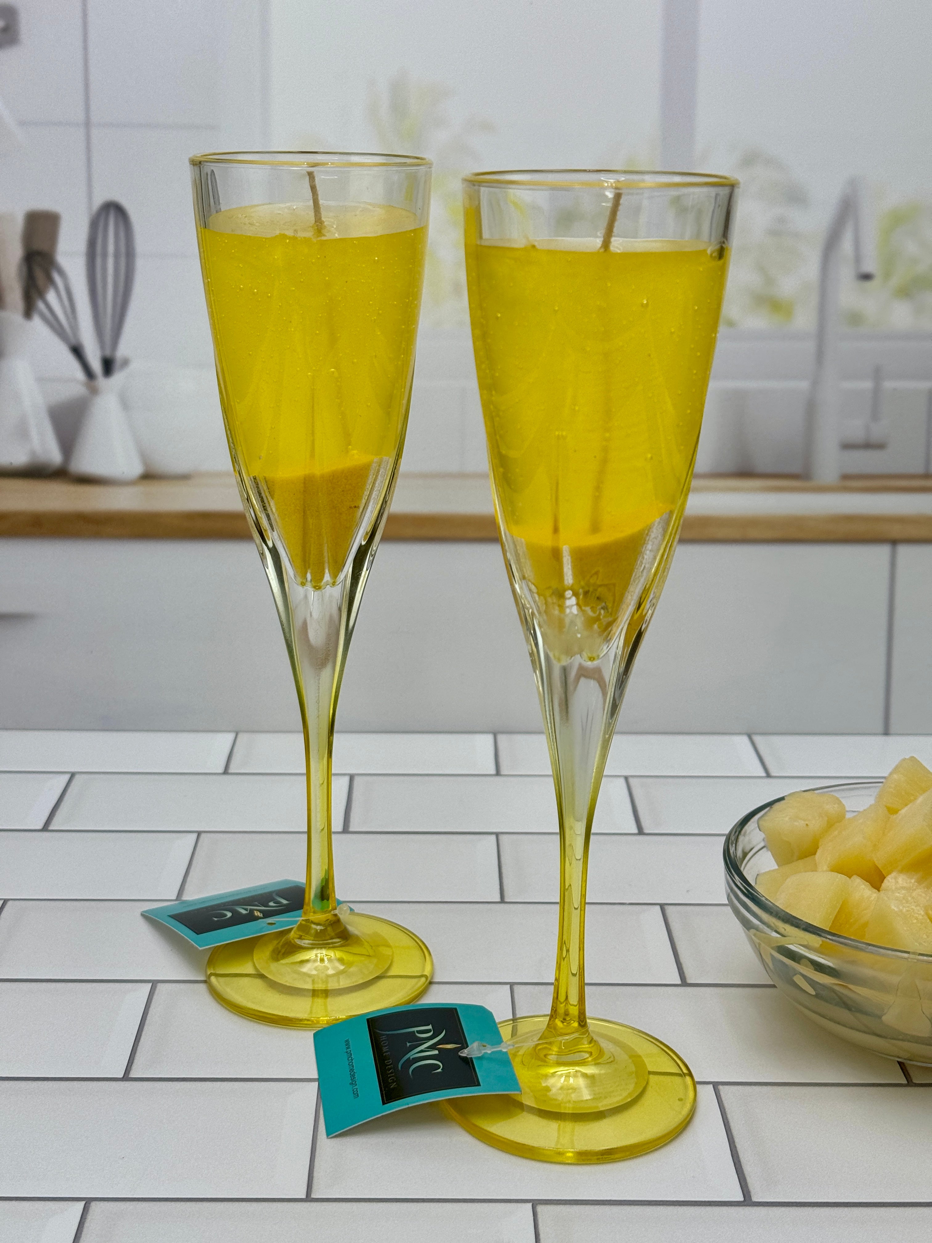 Pineapple Champagne Glass Candle