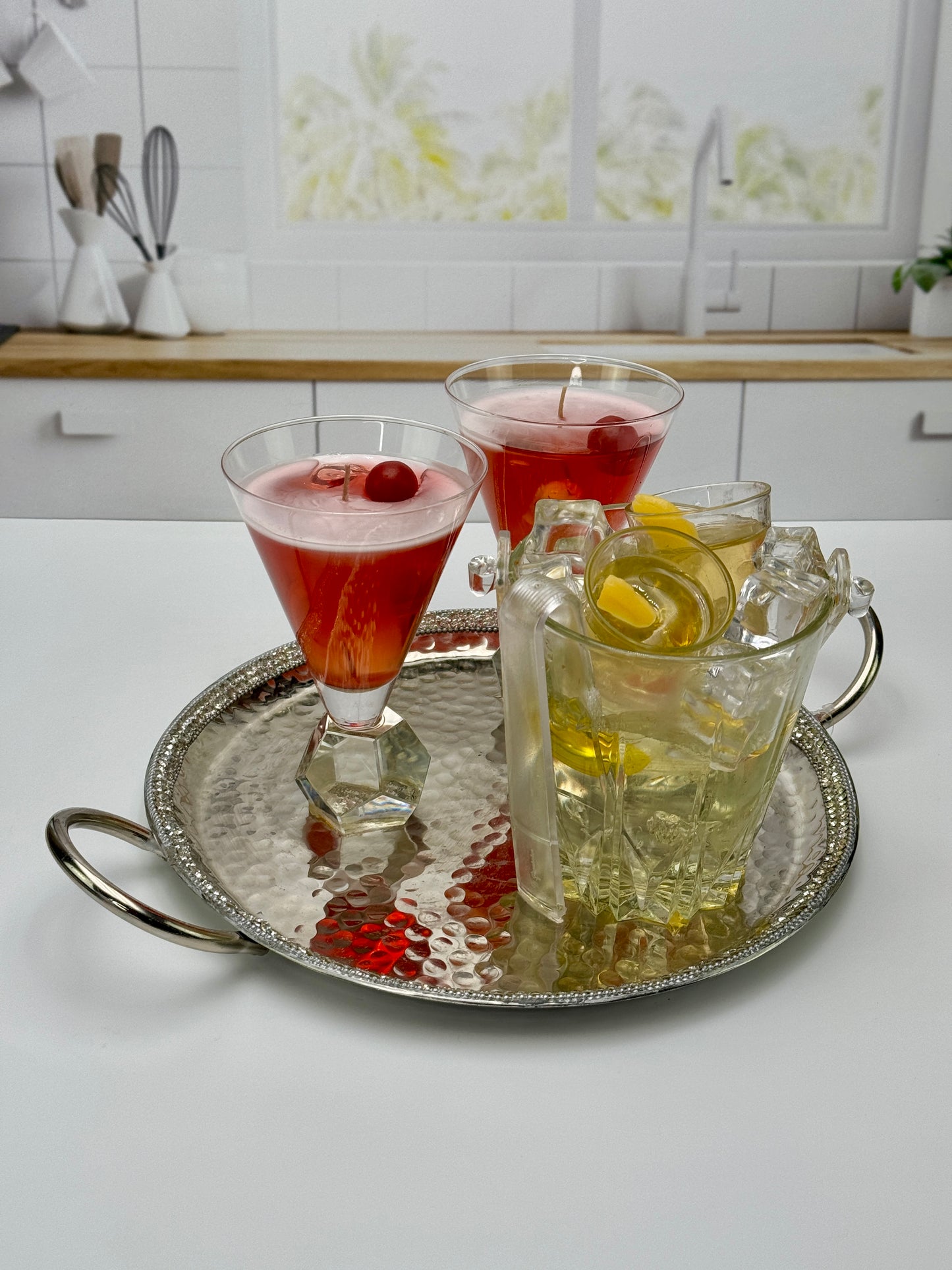 Martini Nights: Ice Bucket Tray with Martini Glass Candles