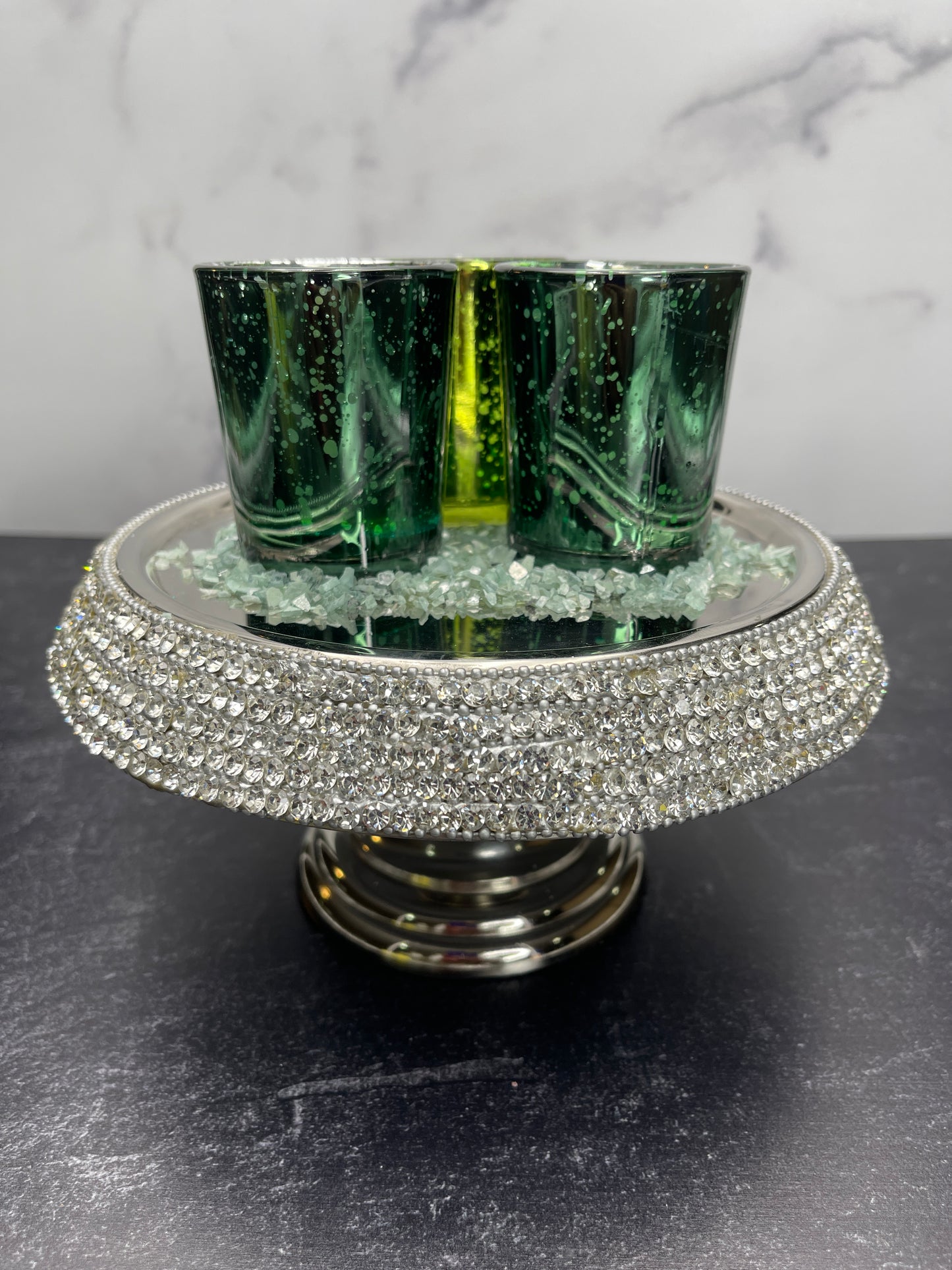 Sparkling Elegance: Dome Platter with Votive Candles"