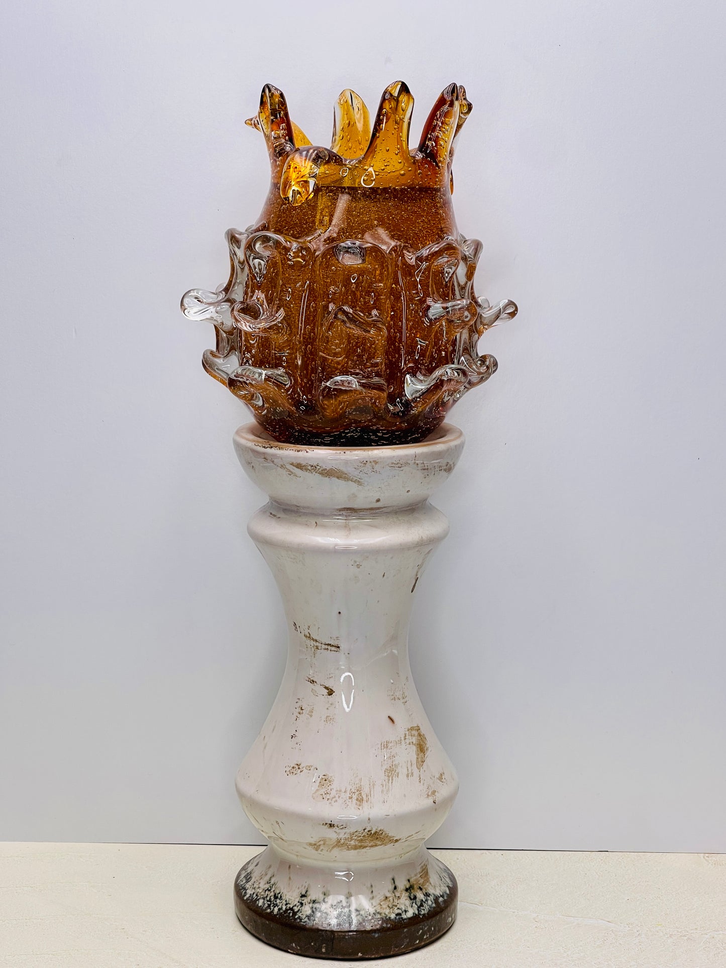 Glass Candle Holder with Auburn Lava Candle