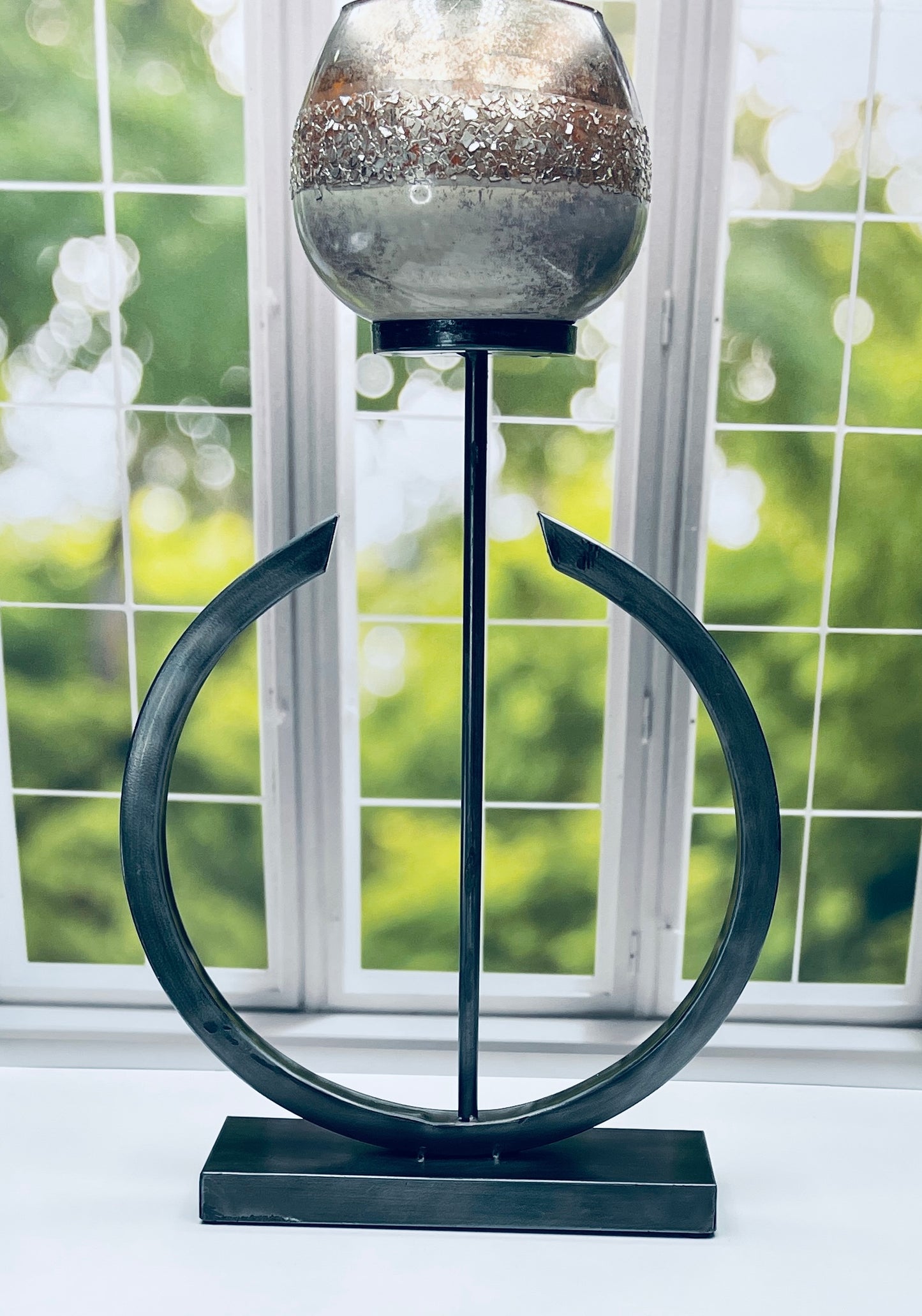 Polished Metal Candle Stand with Round Candles