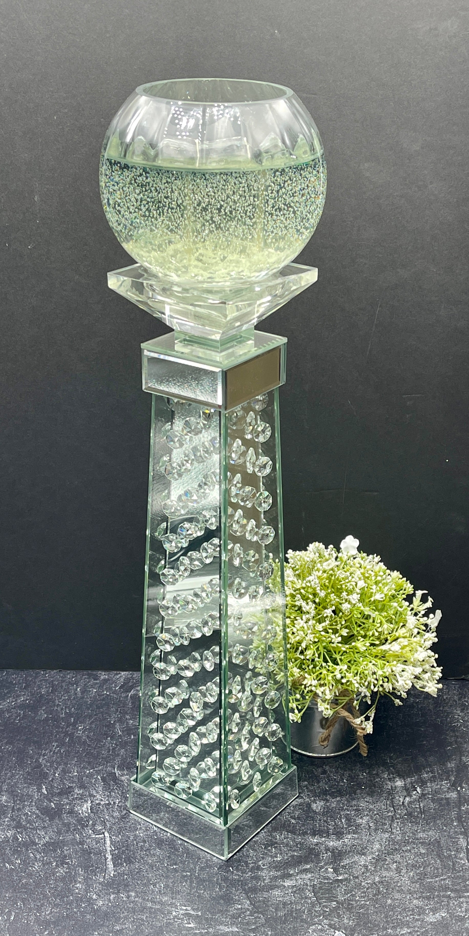 Tall Crystal Candle Holder