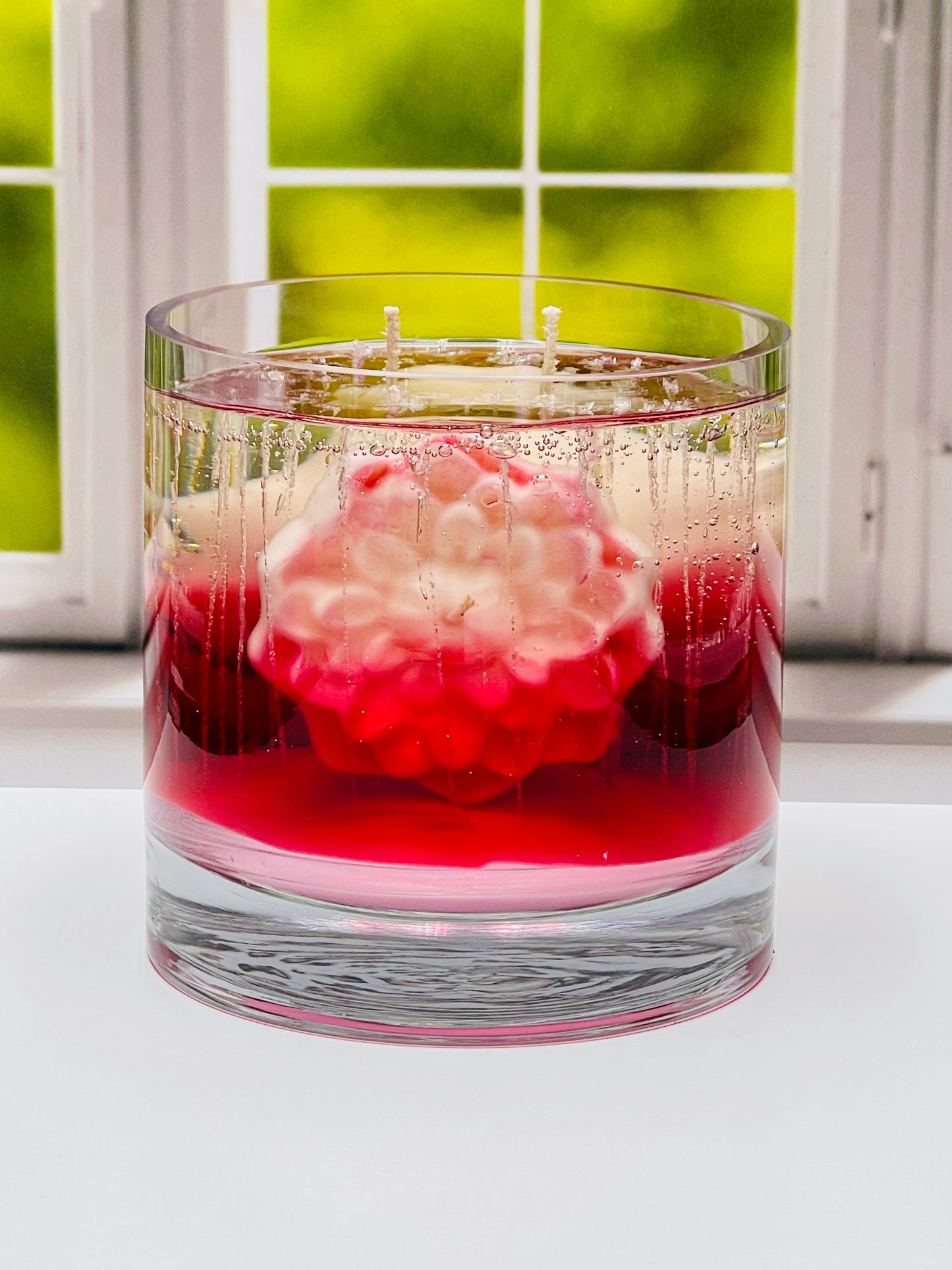 Glass Vase with Blooming Flowers