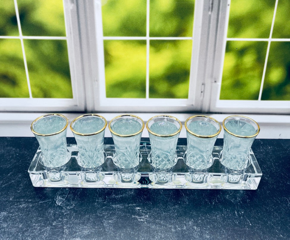 Crystal Candle Holder with Gold Rimmed Candles