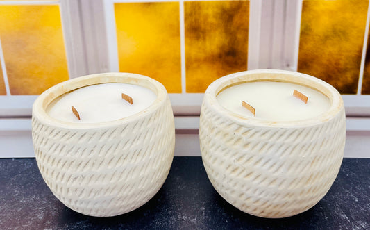 Etched Clay Wax Candle Holders
