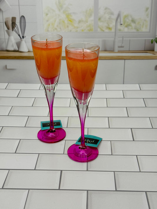 Pink Chiffon Champagne Glass Candle