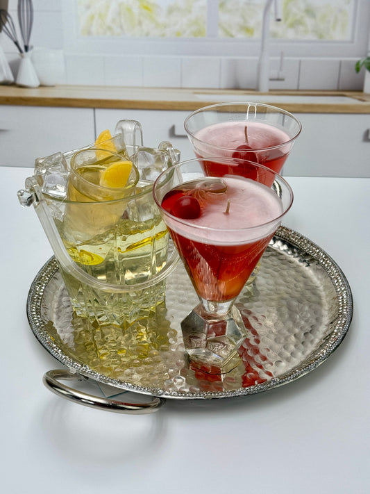 Martini Nights: Ice Bucket Tray with Martini Glass Candles