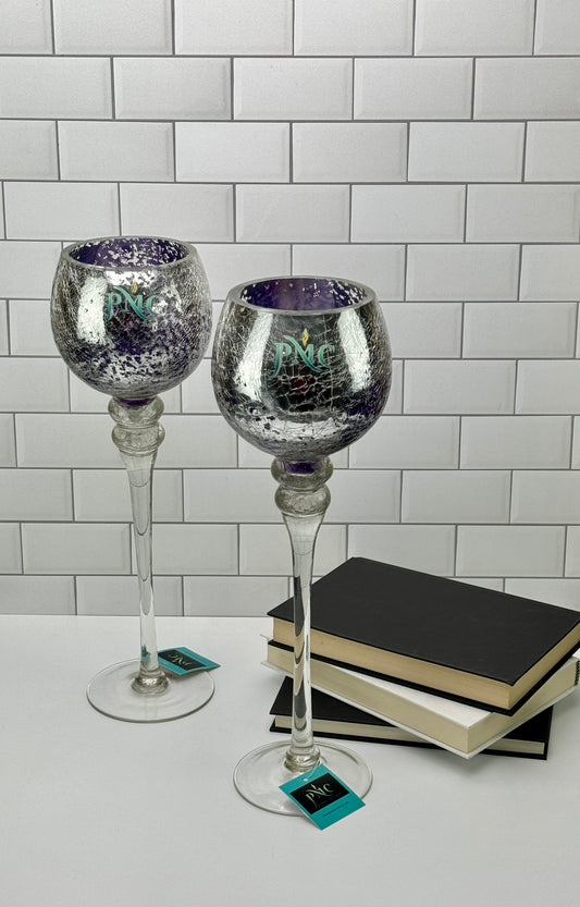 Silver Crackled Glass Candles