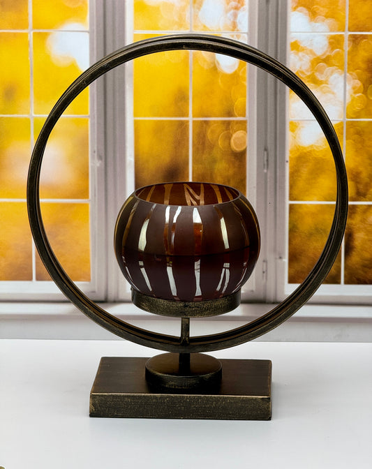Copper Halo with Striped Mocha Candle