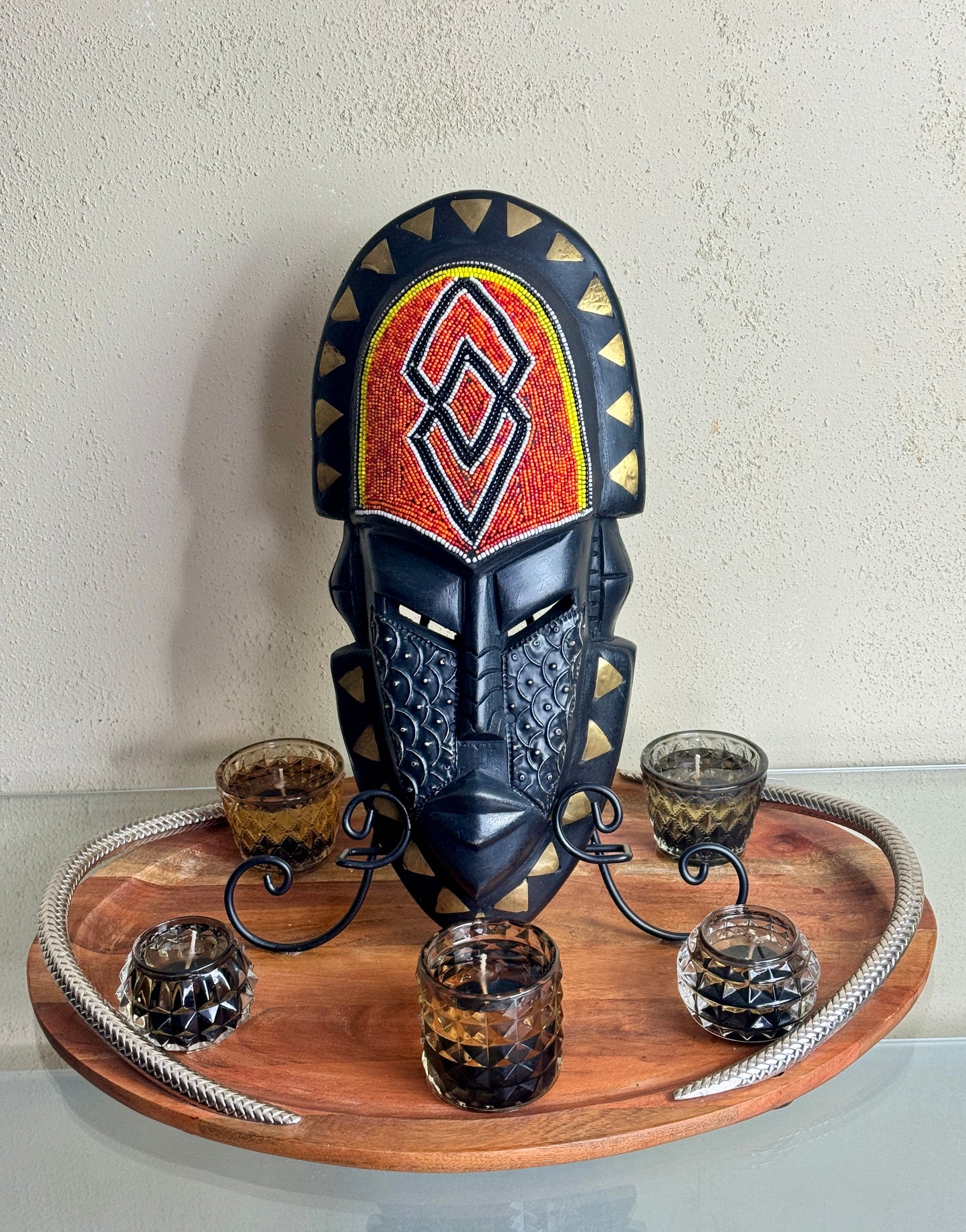 African Warrior Candle Centerpiece