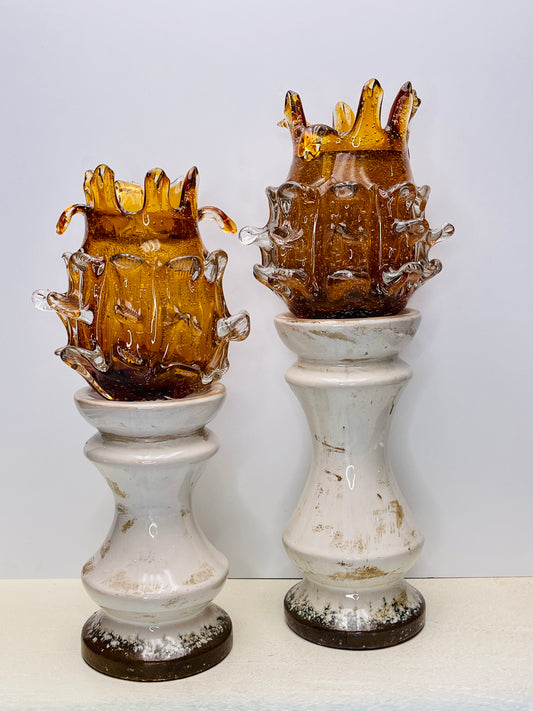 Glass Candle Holder with Auburn Lava Candle