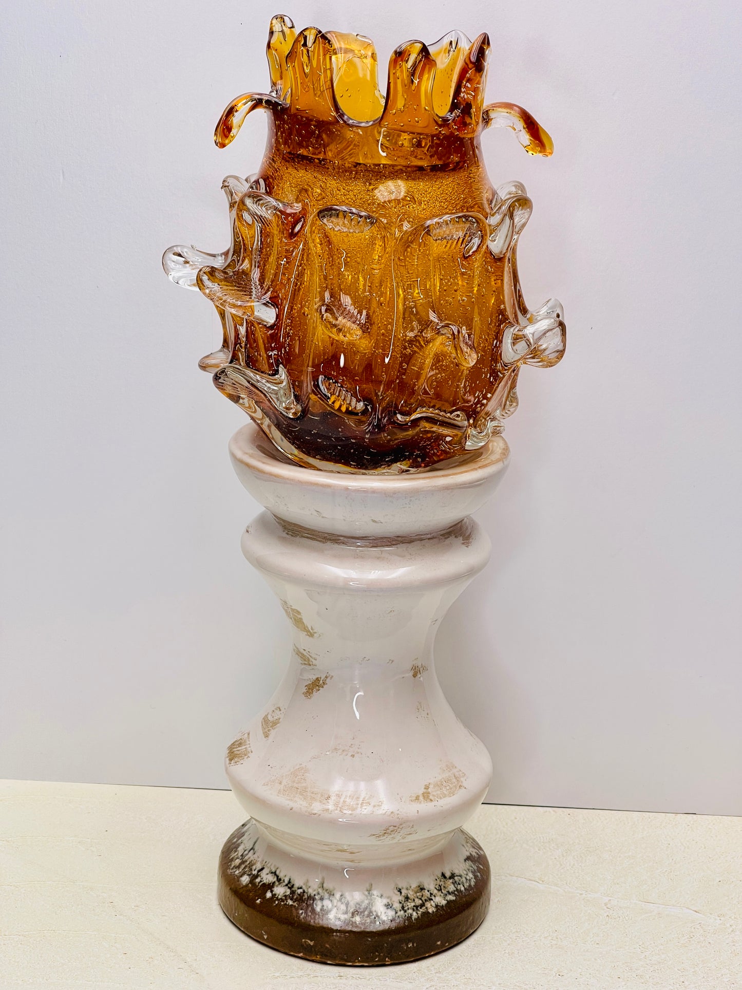 Glass Candle Holder with Auburn Lava Candle