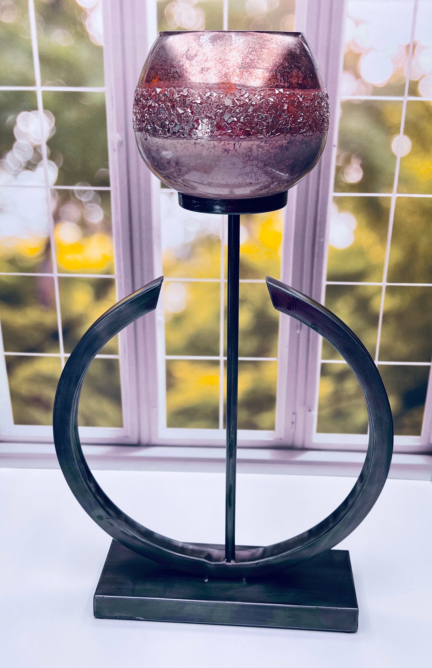 Polished Metal Candle Stand with Round Candles