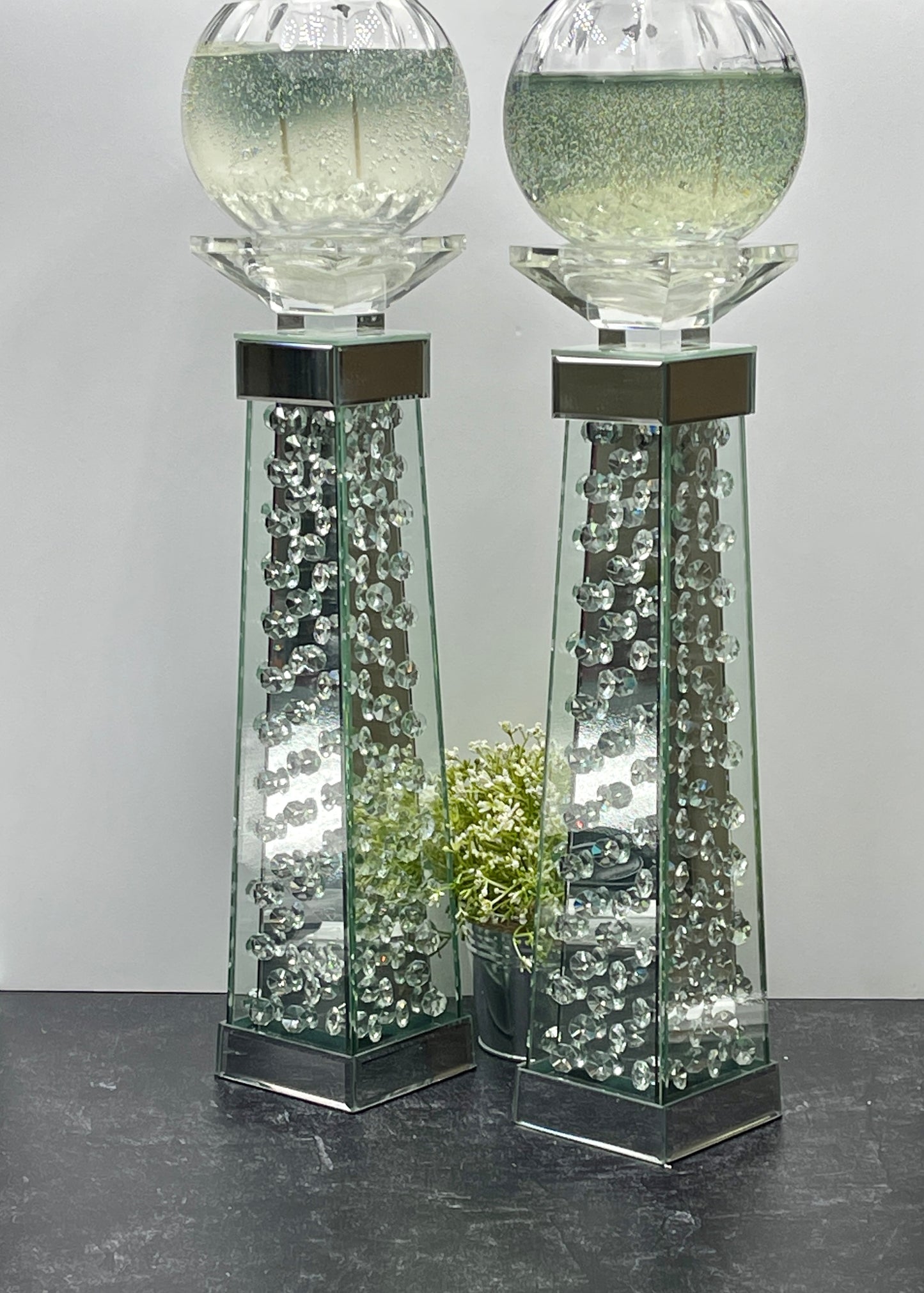 Tall Crystal Candle Holder