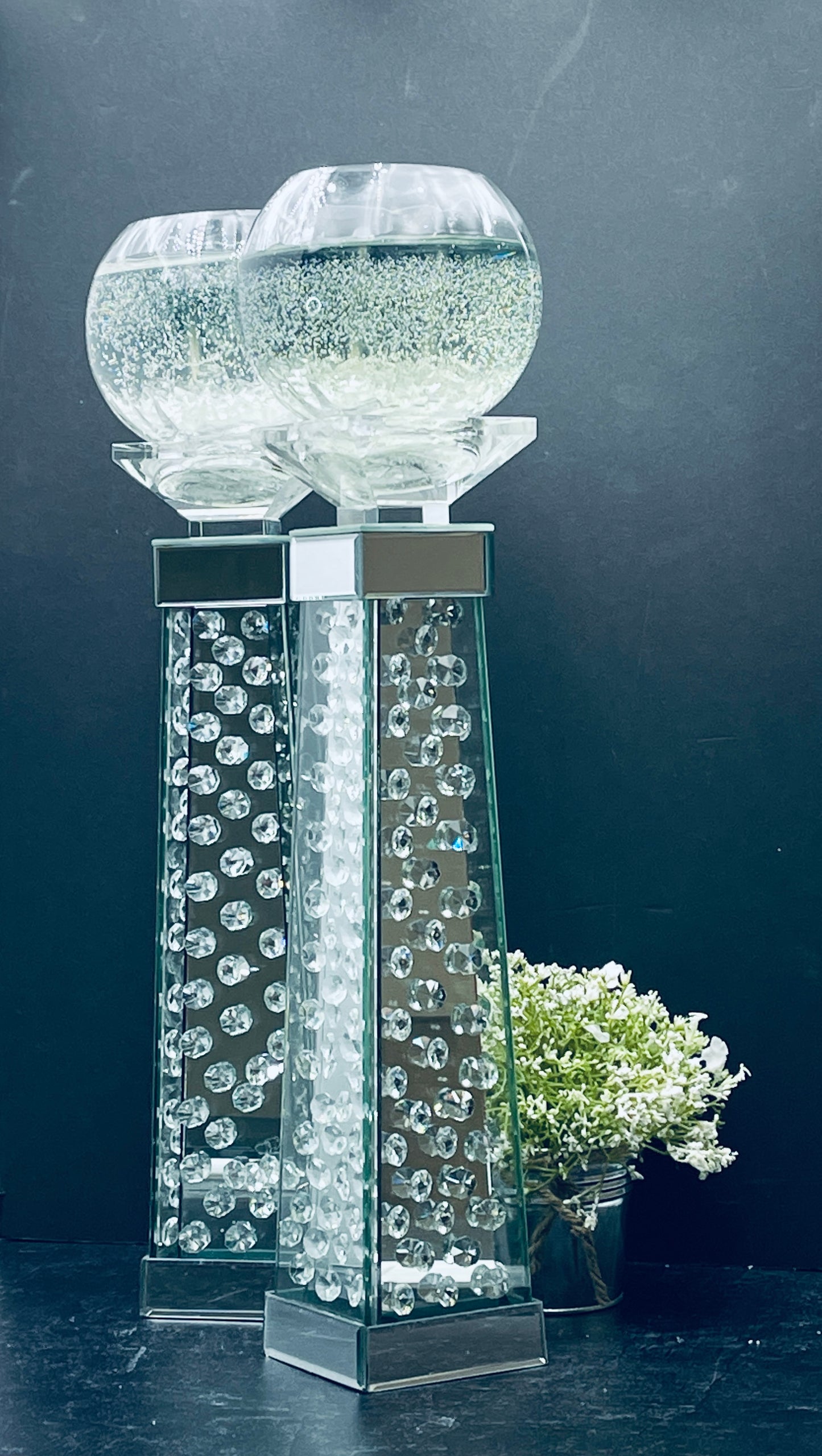 Tall Crystal Candle Holder