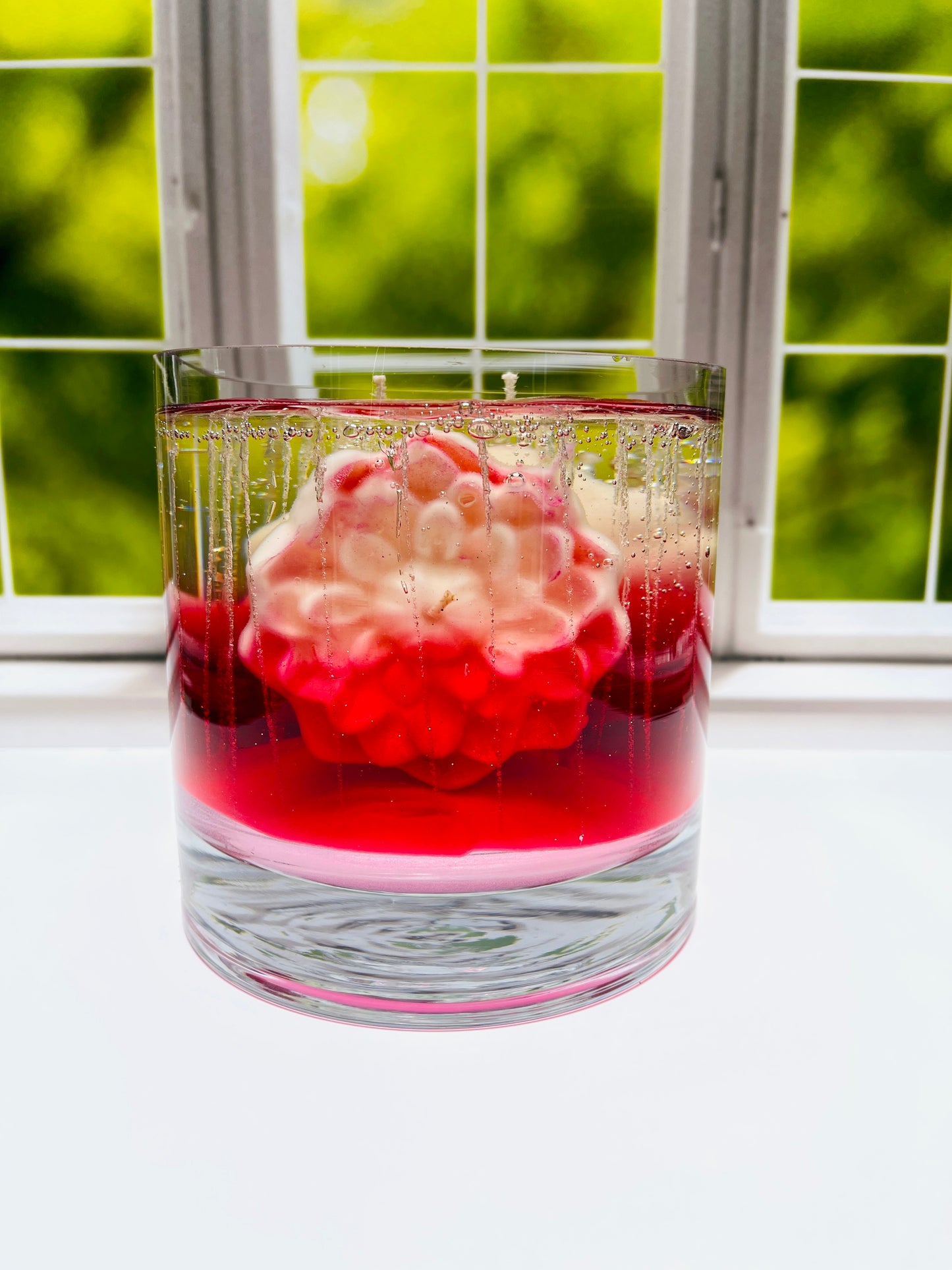 Glass Vase with Blooming Flowers